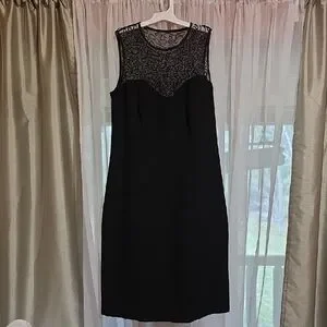 Jones New York | Dresses | Jones New York Black Midi Dress With Lace Detail  | Poshmark